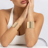 Exaggerated Wide Cuff Open Bangle Punk Flower Leaves Bracelet