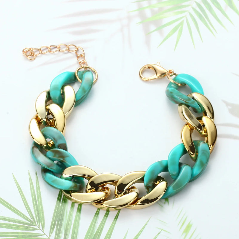 Acrylic Resin Friendship Bracelets Chunky Thick Green Bangles Hand Jewelry