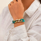 Acrylic Resin Friendship Bracelets Chunky Thick Green Bangles Hand Jewelry