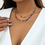 Bohemia Crystal Colorful Flower Choker Necklace for Women
