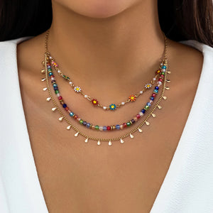 Bohemia Crystal Colorful Flower Choker Necklace for Women