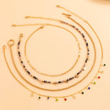 Boho Rainbow Crystal Tassel Pendant Choker Necklace