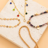 Boho Rainbow Crystal Tassel Pendant Choker Necklace