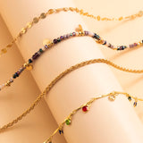 Boho Rainbow Crystal Tassel Pendant Choker Necklace