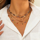 Boho Rainbow Crystal Tassel Pendant Choker Necklace