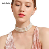 Boho Layered Pearl Choker Necklace for Women