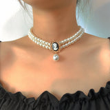 Boho Layered Pearl Choker Necklace for Women