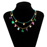 Bohemian Stone Pendant Necklace Colorful Crystal Choker