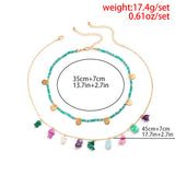 Bohemian Stone Pendant Necklace Colorful Crystal Choker