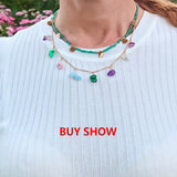 Bohemian Stone Pendant Necklace Colorful Crystal Choker