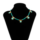 Boho Green Stone Pendant Necklace Vintage Clavicle Chains Choker