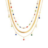 Boho Layered Crystal Necklace Vintage Chain Clavicle Short