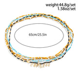 Boho Multilayer Rainbow Seed Beads Pearl Belly Waist Chains