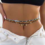Boho Multilayer Rainbow Seed Beads Pearl Belly Waist Chains