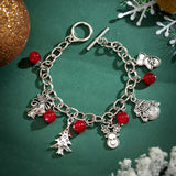 Christmas Charm Bracelet Women Red Glass Bead Cross Chain Gift