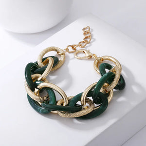 Boho Chunky Resin Friendship Bangle - Colorful Acrylic Twisted Bracelet