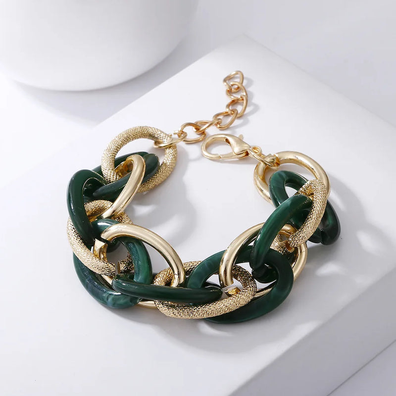 Boho Chunky Resin Friendship Bangle - Colorful Acrylic Twisted Bracelet