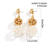 Woven Ball Pearls Drop Earrings Punk Metal CCB Beads Hoop Party Jewelry