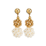 Woven Ball Pearls Drop Earrings Punk Metal CCB Beads Hoop Party Jewelry