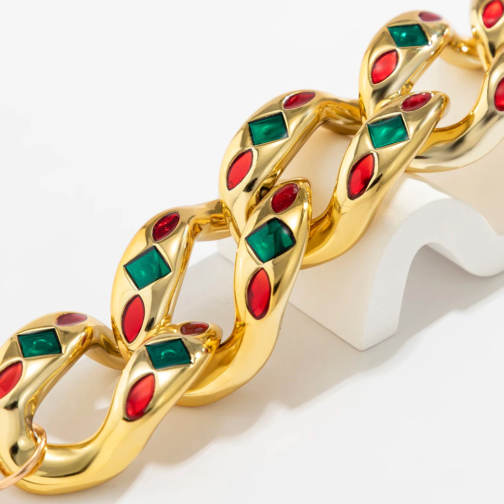 Colorful Dripping Oil CCB Buckle Choker Chunky Thick Necklaces for Women