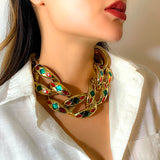 Colorful Dripping Oil CCB Buckle Choker Chunky Thick Necklaces for Women