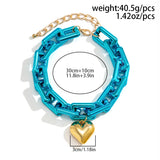 Big Ball Love Heart Pendant Necklace for Women Punk Colorful Chain Choker