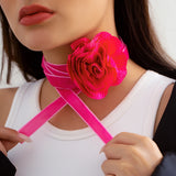 Big Rose Flower Velvet Choker Necklace for Women