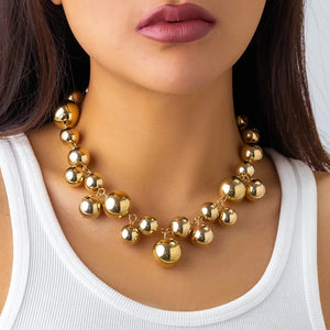 Irregular Ball Choker Necklace Punk Chunky Thick Clavicle Necklaces