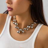 Irregular Ball Choker Necklace Punk Chunky Thick Clavicle Necklaces