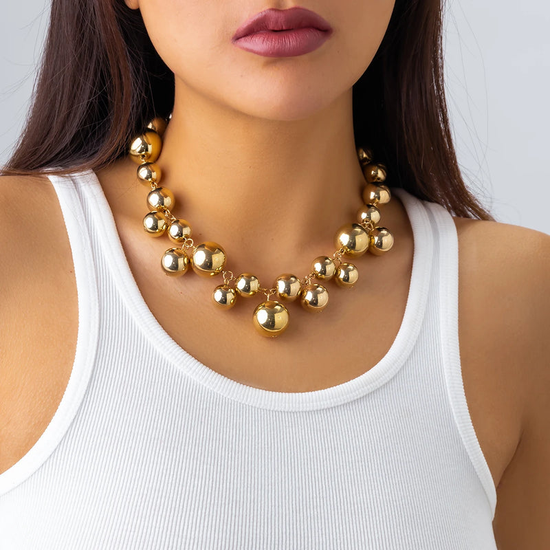 Irregular Ball Choker Necklace Punk Chunky Thick Clavicle Necklaces