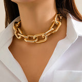 Chunky Metal Cross Chain Choker Necklace for Women Punk