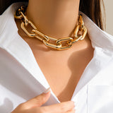 Chunky Metal Cross Chain Choker Necklace for Women Punk