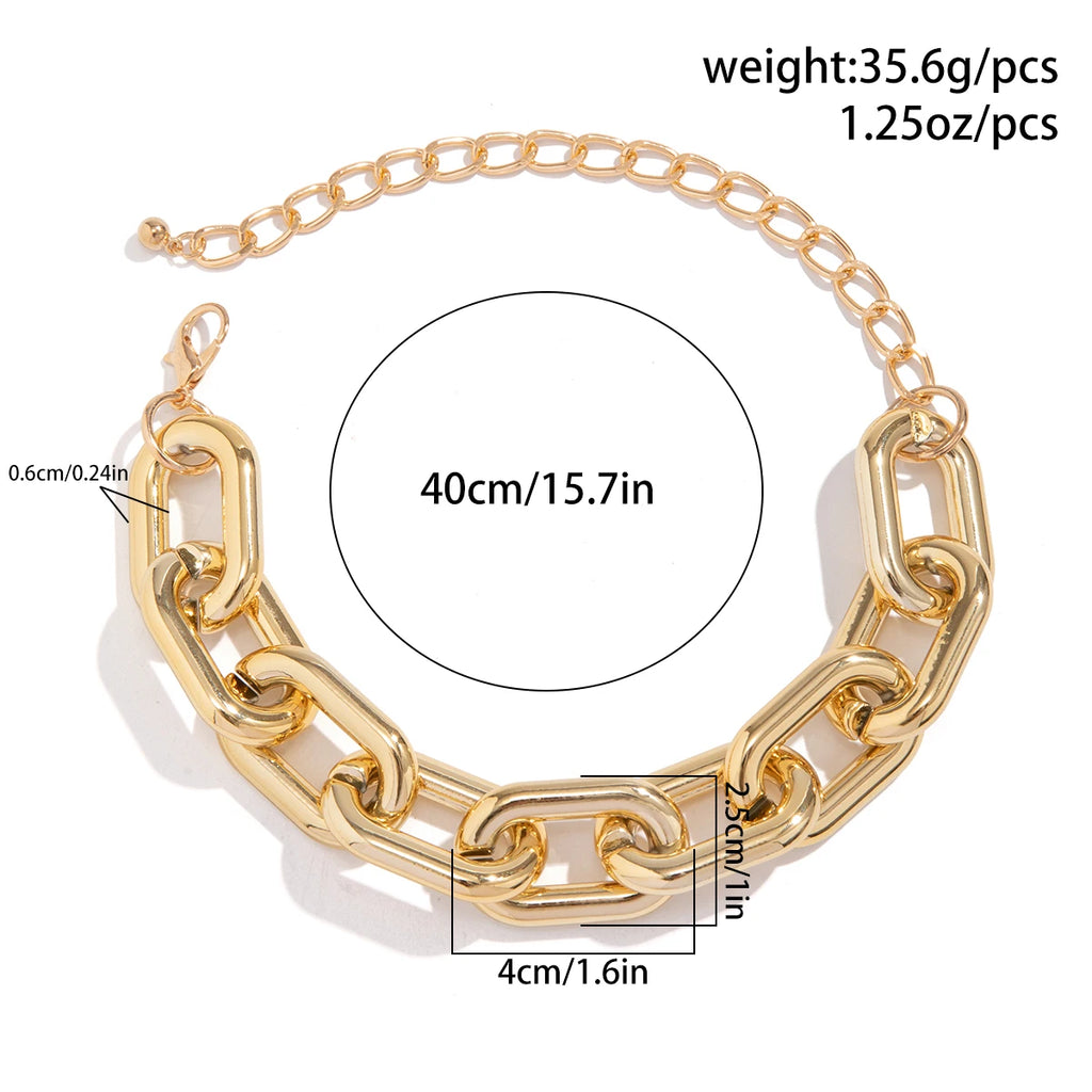 Chunky Metal Cross Chain Choker Necklace for Women Punk