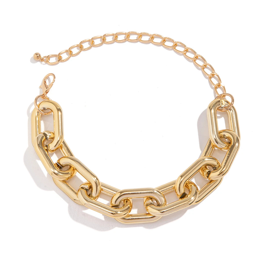 Chunky Metal Cross Chain Choker Necklace for Women Punk