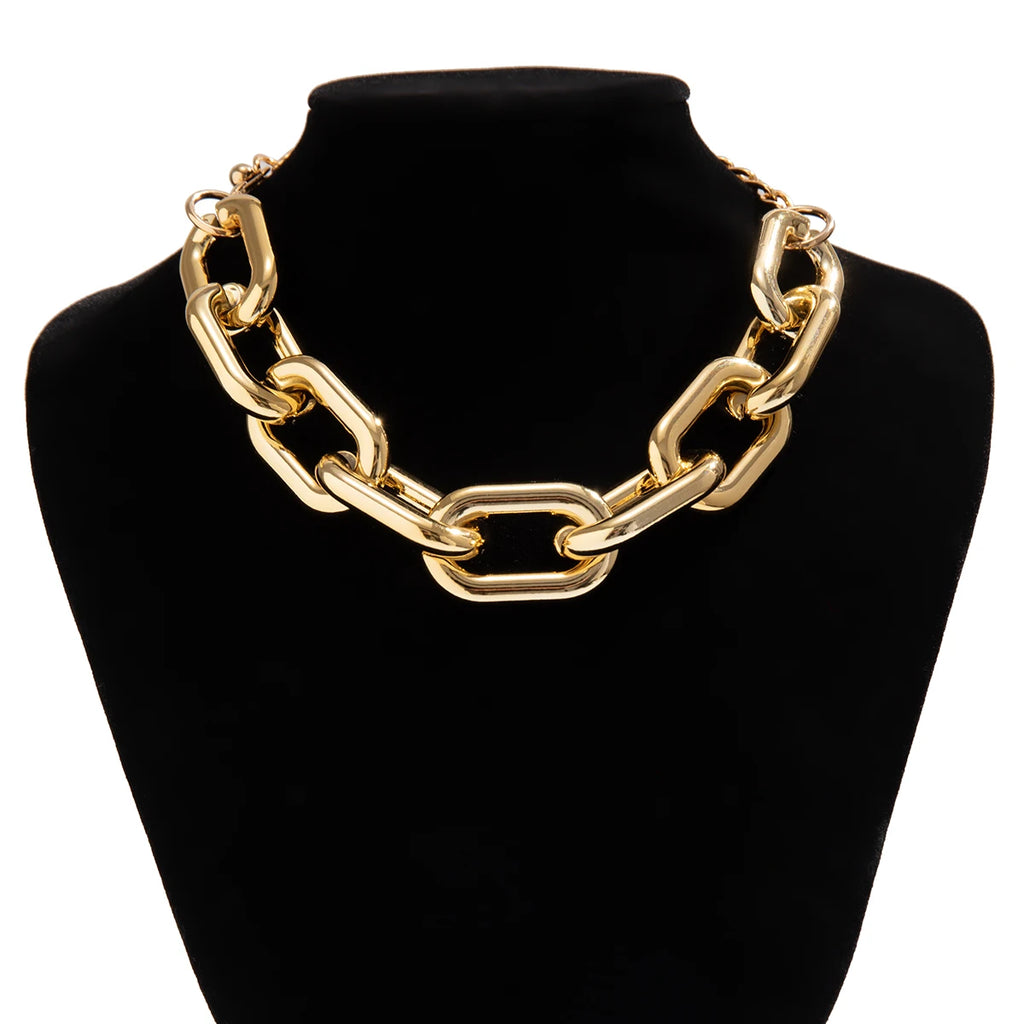 Chunky Metal Cross Chain Choker Necklace for Women Punk