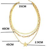 Flat Blade Snake Chain Choker Layered Star Pendant Necklaces