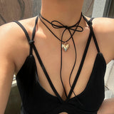 Goth Love Heart Pendant Necklace For Women
