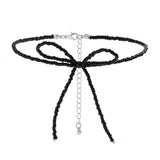 Gothic Rice Beads Bow Choker Necklace for Women