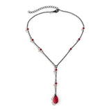 Gothic Dark Red Crystal Pendant Necklace Vintage Choker Halloween Jewelry