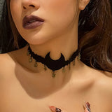 Gothic Moon Star Ribbon Velvet Collar Necklace Women Vintage Cosplay Choker
