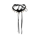 Gothic Moon Star Ribbon Velvet Collar Necklace Women Vintage Cosplay Choker