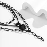Gothic Heart Ball Pendant Necklace Punk Metal Chain Choker Neck
