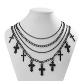 Gothic Cross Pendant Necklace Punk Cuban Link Chain Choker Halloween Jewelry