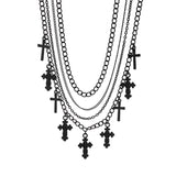 Gothic Cross Pendant Necklace Punk Cuban Link Chain Choker Halloween Jewelry