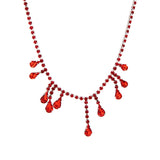 Gothic Red Crystal Claw Choker Necklace Tassel Water Drop Rhinestone Party Jewel