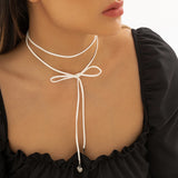 Gothic Long Velvet Bow Heart Pendant Necklace Women Charm Flannel Choker