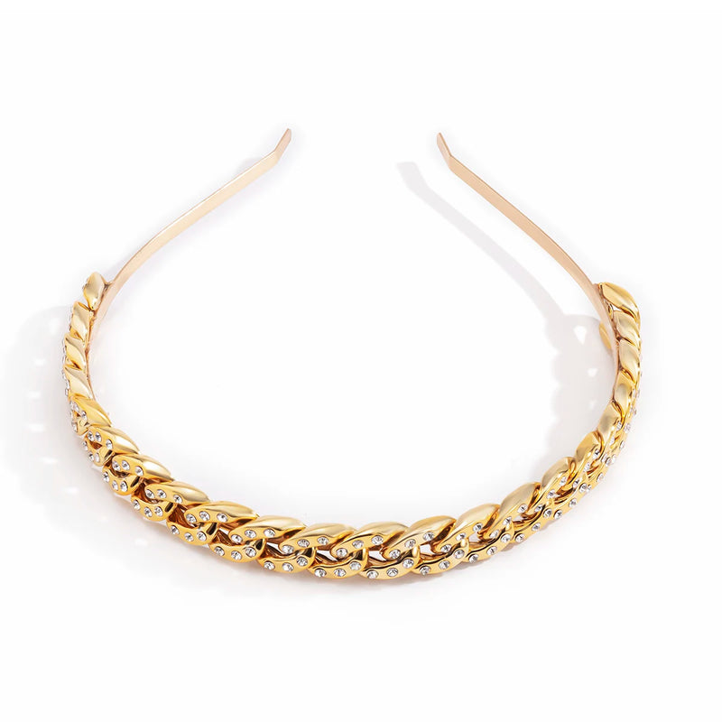 Kpop Rhinestone Crystal Hairbands Link Chain Headband Hair Hoops Holder