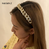 Kpop Rhinestone Crystal Hairbands Link Chain Headband Hair Hoops Holder