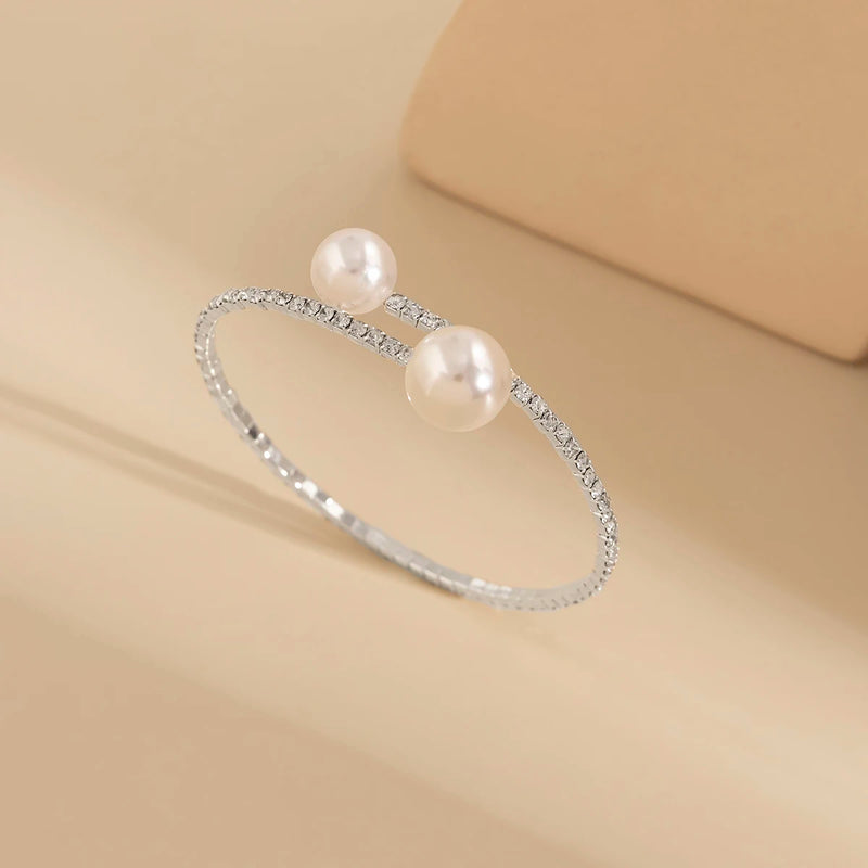 Rhinestone Bangle Bracelet for Women Wedding Party Jewelry Gift