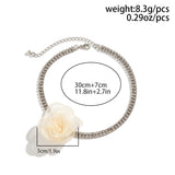 Rhinestone Choker Necklace Romantic Lace Flower Collar